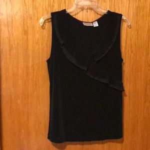 Chico's Travelers Black Sleeveless top with a Ruffle Size 1/S/8